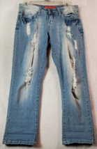 Red Rivet Jeans Womens Size 3 Blue Denim Cotton Pockets Flat Front Distressed - £7.38 GBP