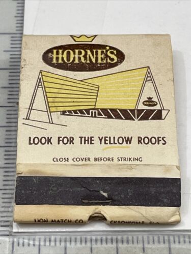 Primary image for Printed Matchbook Cover  Horne’s Restaurant  Look For The Yellow Roof  gmg