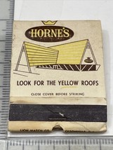 Printed Matchbook Cover  Horne’s Restaurant  Look For The Yellow Roof  gmg - £9.86 GBP