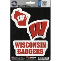 wisconsin badgers ncaa college logo team die-cut decal set 3 pack made in usa - £12.70 GBP