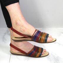 Vintage 80's 90's Abstrax Rainbow Linguini  Sandals Women's 10M Spice NIB - $43.94