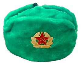 Russisch Hellgrün Ohr Klappe Ushanka Hut Mit / Sowjet Red Army Orden Grö... - $32.61