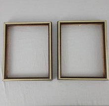 Wood Frame Lot 2 8&quot;x10&quot; Jiffy Sunset Design Style Gold Tone Needlepoint Crewel - £11.78 GBP