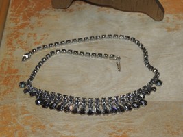Rhinestone necklace unmarked Art Deco Vintage clear crystal formal bling... - $217.90 MXN