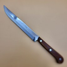 Medallion Carving Knife 7.25&quot; Serrated Blade Wood Handle 3 Rivets Japan - $11.98