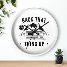 Minimalist Wood Wall Clock 10&quot; x 10&quot;, Black and White Camper Illustration - £34.83 GBP