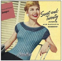 1950s Ribbon Accented Simple Blouse Jumper - Knit pattern (PDF 0243) - £2.94 GBP
