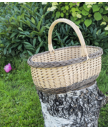 Large Handwoven Two-Tone Willow Basket | Wicker Basket Perfect for Foraging - $64.35