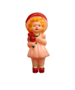 Toy Doll Rattle Retro Hard Plastic Hand Painted Pink Body Blonde Girl 3.25&quot; - £19.80 GBP