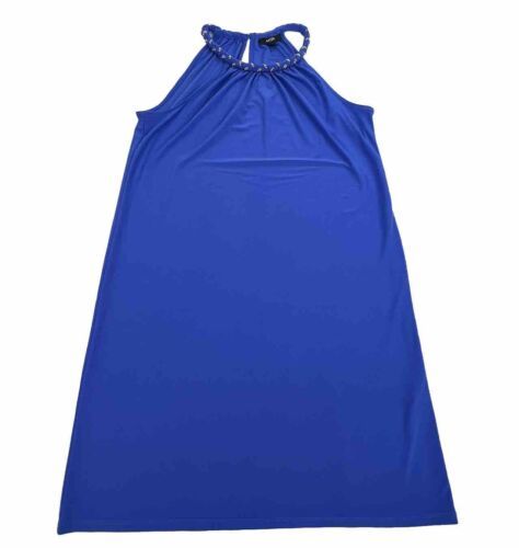 Primary image for MSK Womens Sleeveless Blue Dress Accent Gold Chain Neckline Size Medium