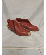 Earth Kristy Zip Up Peep Toe Red Leather Slingback Booties Shoes Women&#39;s... - $24.74