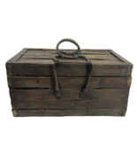 Vintage Rustic Wooden &amp; Bamboo Chest Trinket jewelry Box Handcrafted Han... - $257.42 CAD