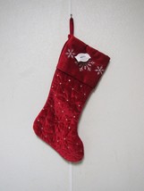 Red Velour Christmas Stocking Gold Sparkle Snowflakes 18&quot;X9&quot; by Holiday ... - $16.99