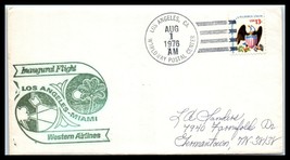 1976 US Cover - First Flight Western Airlines, Los Angeles, CA to Miami, FL L7 - £2.32 GBP