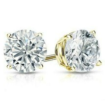 4.75Ct Round Simulated Diamond Earrings Stud 14K Yellow Gold Plated ScrewBack - £36.76 GBP