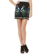 NEW Juniors Bongo Black Sequin Tribal Aztec Pattern Knit Mini Skirt Size S - €15,36 EUR