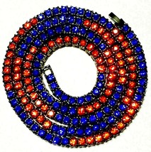 New York NY Knicks or Gators Orange Blue Iced CZ Bling Chain Tennis Necklace 30" - $11.87