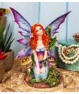 Fantasy Purple Butterfly Winged Red Hair Fairy with Green Pet Dragon Fig... - $909.70 MXN