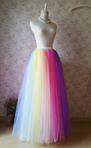 Rainbow Color Long Tulle Skirt Holiday Outfit Women Plus Size Rainbow Skirt image 10