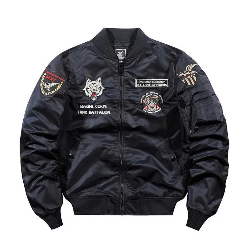 2021 Fashion Bomber Embroidered Jacket Mens  Varsity Jacket  Windbreaker Pilot B - £293.52 GBP