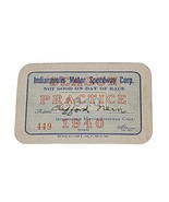 Indianapolis Motor Speedway 1940 Practice Pass Credential Vintage Racing... - €50,27 EUR