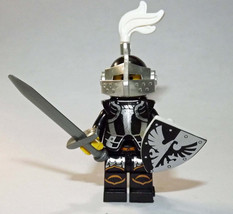 Building Block Black and White Knight soldier Castle army crusades Minifigure Cu - £4.78 GBP