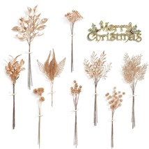 Golden Artificial Greenery Spray Box Set(Pack Of 47Pcs) With 10 Kinds Of Christm - £25.72 GBP
