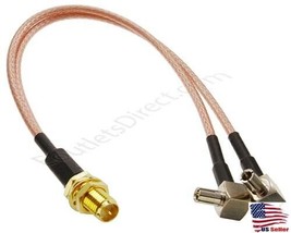 New Female RP-SMA Jack Split to 2x TS9 Male 150mm 6&quot; RG316 Short Y-Cable... - $6.89