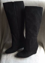 Jessica Simpson Riese tall wedge boots long shaft cuff covers black size US 6 - £72.87 GBP