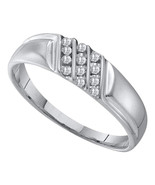 10k White Gold Mens Round Channel-set Diamond Diagonal Triple Row Weddin... - $2,641.95 MXN