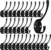 30 Pack Heavy Duty Dual Coat Hooks Wall Mounted with 60 Screws Retro Double Hook - £39.47 GBP
