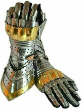 Medieval Gauntlet Gloves Armor Pair Brass Accents Crusader Armour Glove And Gift - £98.15 GBP