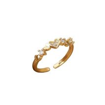 Heart Shaped Zircon Rings For Women Gold Ring Stainless Steel Adjustable... - £19.87 GBP