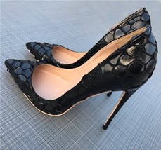 Wedding Shoes Bride Sexy Womens Black High Heel Shoes Pointed Toe Apricot Party  - £60.64 GBP
