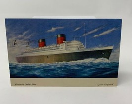 Queen Elizabeth Ship Postcard Posted At Sea Cunard White Star Vintage 18-1632C - £5.43 GBP