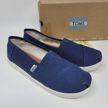 TOMS Classic Canvas Shoes Girls Youth Size 5.5 Navy Blue Slip On Casual ... - £20.32 GBP