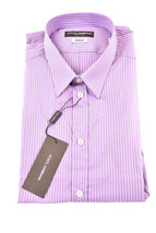 DOLCE &amp; GABBANA Mens Shirt Long Sleeve Striped Purple White Size EU 40 - £96.56 GBP