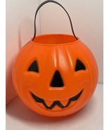 Vintage 1980 Halloween Blow Mold Pumpkin Candy Pail Bucket Carolina Ente... - £9.49 GBP