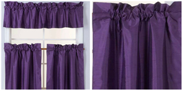 3PC Window Dressing Curtain Solid Lined Blackout Tiers Valance K3 - Purp... - £28.12 GBP