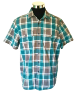 Great Northwest Button Front Shirt Men&#39;s Size Large Multicolor Gray/Teal... - $15.05