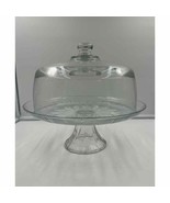 Vintage Solid Glass Dome Starburst Cake Stand Punch Bowl Pedestal 12” - £47.66 GBP