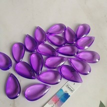 20pcs 36mm Purple Crystal Smooth Teardrop Bead Prism Pendant Chandelier Hanging - $11.35