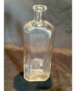 Vintage Clear Glass Apothecary Bottle | 7.5” Tall Octagon Panel Design - $274.83 MXN