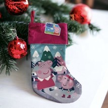 Peppa Pig Christmas Holiday Stocking  Pink Sequin Snowflakes 15 inches NEW - $11.65
