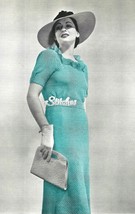 1930s Frock or Dress Square Neck Ruffle, Flared Skirt Crochet pattern (PDF 1094) - £2.99 GBP