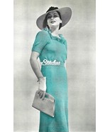 1930s Frock or Dress Square Neck Ruffle, Flared Skirt Crochet pattern (P... - £2.99 GBP