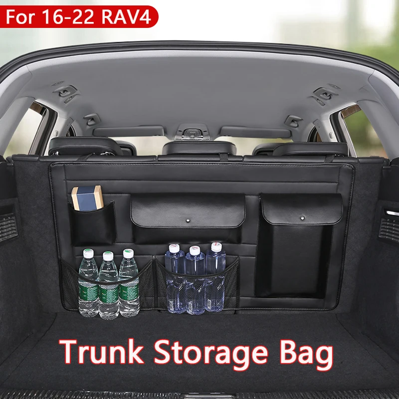 Leather Car Rear Seat Back Storage Bag Multi-use Car Trunk Organizer Stowing - £41.75 GBP