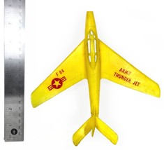 Vintage F-84 Army Thunder Jet Yellow Plastic Toy (Circa 1950&#39;s) By Renwal - $18.48