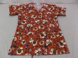 V-Life Christmas Reindeer Pattern Red Scrub Top 6681 - $15.52