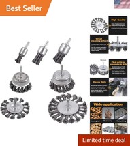 Versatile 7-Pc Wire Brush &amp; Wheel Set with Knotted Design for Drill Appl... - $36.00